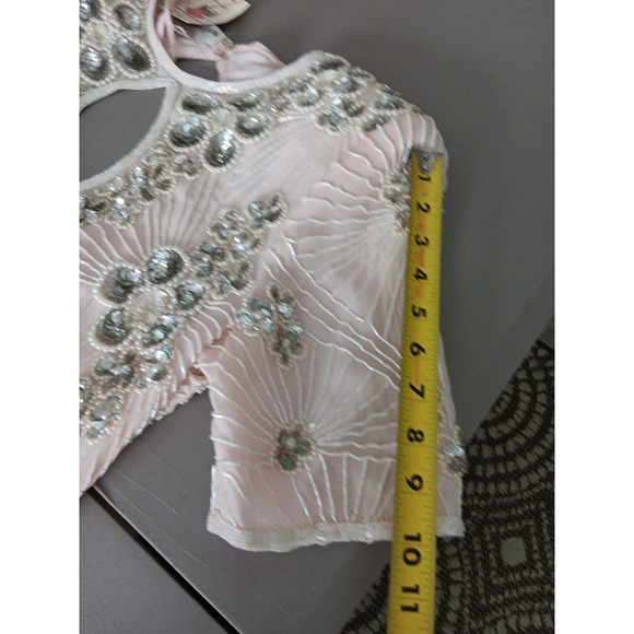 NOS Jennifer Evening Gown MED Pink Midi Silk Bead‎ Sequin Keyhole Barbicore Glam - Picture 14 of 16